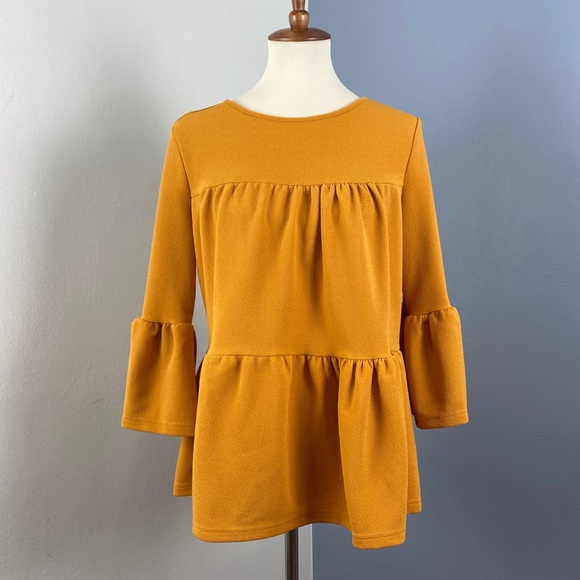 SHIEN Flounce Sleeve Babydoll Peplum Blouse, M - Picture 4 of 8